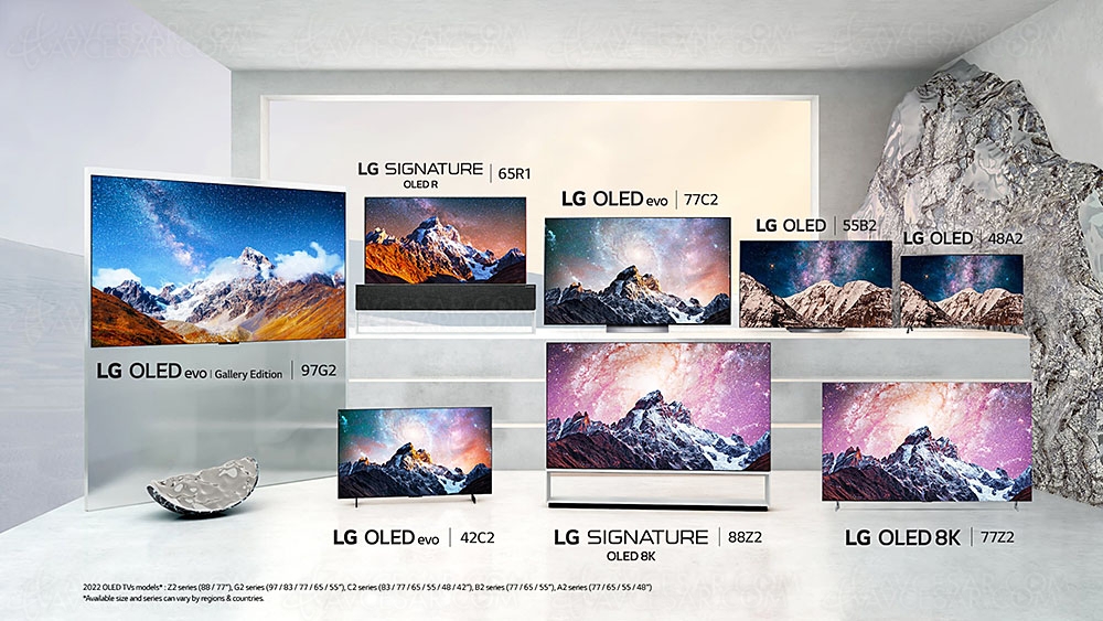 CES 22 > TV Ultra&nbsp;HD 4K/8K LG Oled&nbsp;2022&nbsp;: 20&nbsp;modèles dont le LG&nbsp;OLED97G2 (97'',&nbsp;246&nbsp;cm) avec dalle Oled Evo Brightness&nbsp;Booster