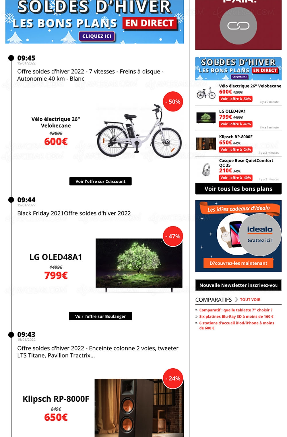 Soldes hiver 2022, sélection promos AVCesar.com du&nbsp;15/01&nbsp;: 97&nbsp;offres TV&nbsp;Oled, TV&nbsp;LED, 4K/8K,&nbsp;smartphones…