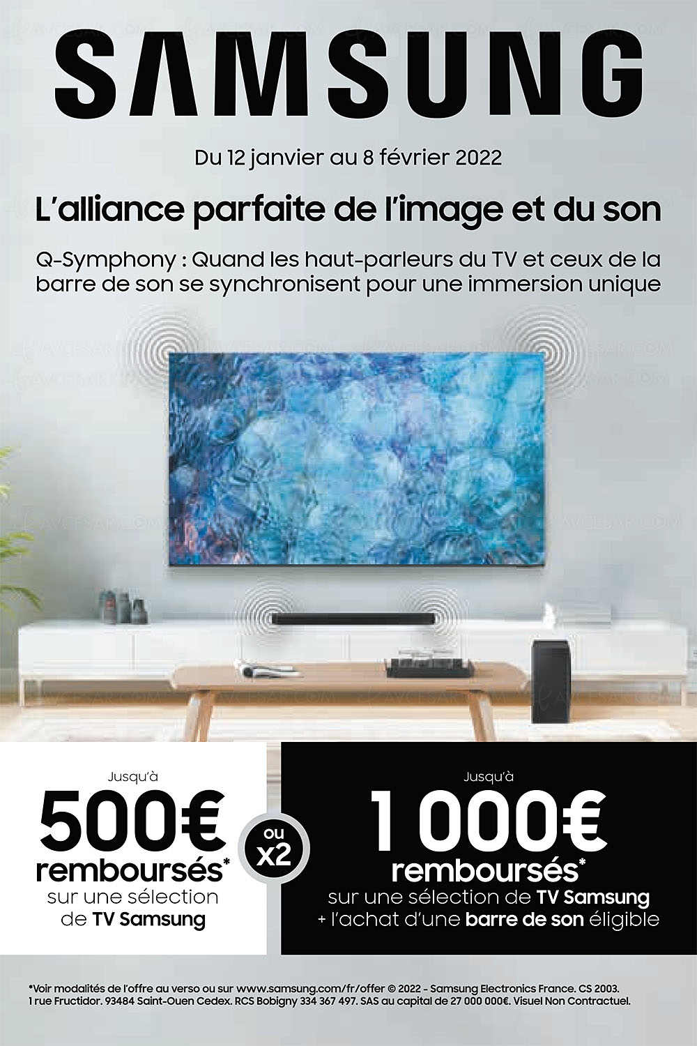 Soldes hiver 2022, offre de remboursement TV Samsung QLED/Neo QLED, jusqu'à 500 €&nbsp;remboursés