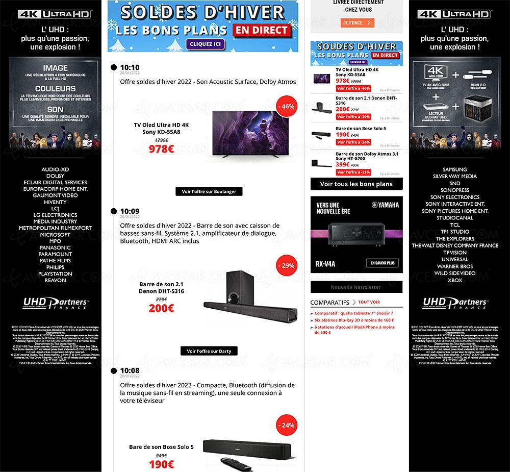 Soldes hiver 2022, sélection promos AVCesar.com du&nbsp;20/01&nbsp;: 117&nbsp;offres TV Oled, TV LED, 4K/8K,&nbsp;smartphones…