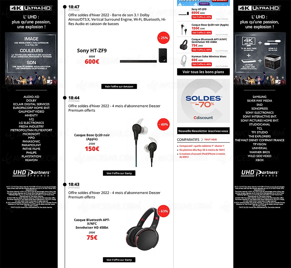 Soldes hiver 2022, sélection promos AVCesar.com du&nbsp;22/01&nbsp;: 135&nbsp;offres TV&nbsp;Oled, TV&nbsp;LED, 4K/8K,&nbsp;smartphones…