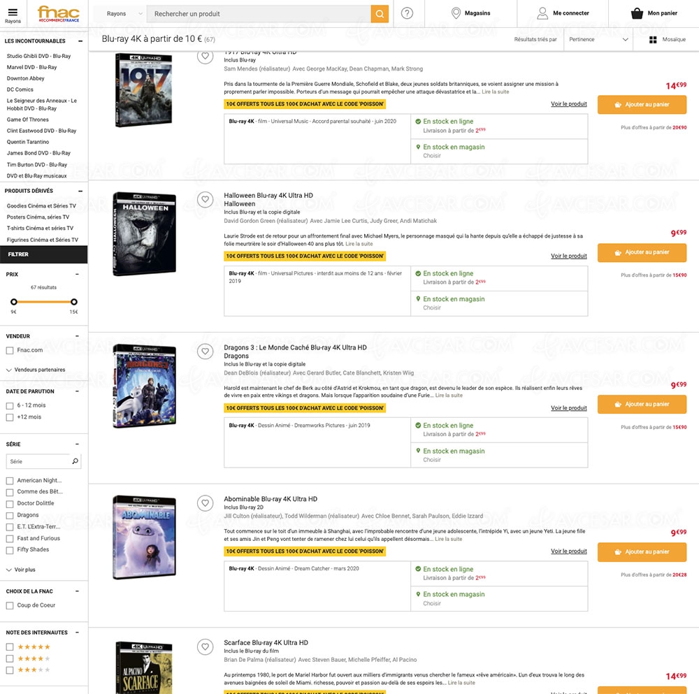 Promotion Fnac, quatre 4K Ultra&nbsp;HD achetés&nbsp;=&nbsp;&#8209;50% de&nbsp;remise