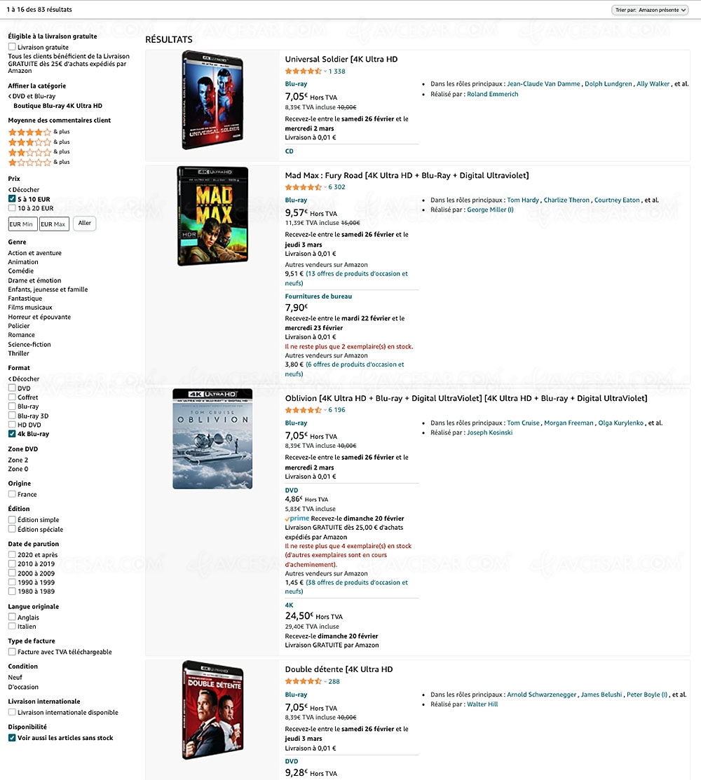 Bon plan Amazon, 73&nbsp;coffrets 4K Ultra&nbsp;HD Blu&#8209;Ray à&nbsp;8&nbsp;€ ou&nbsp;10&nbsp;€