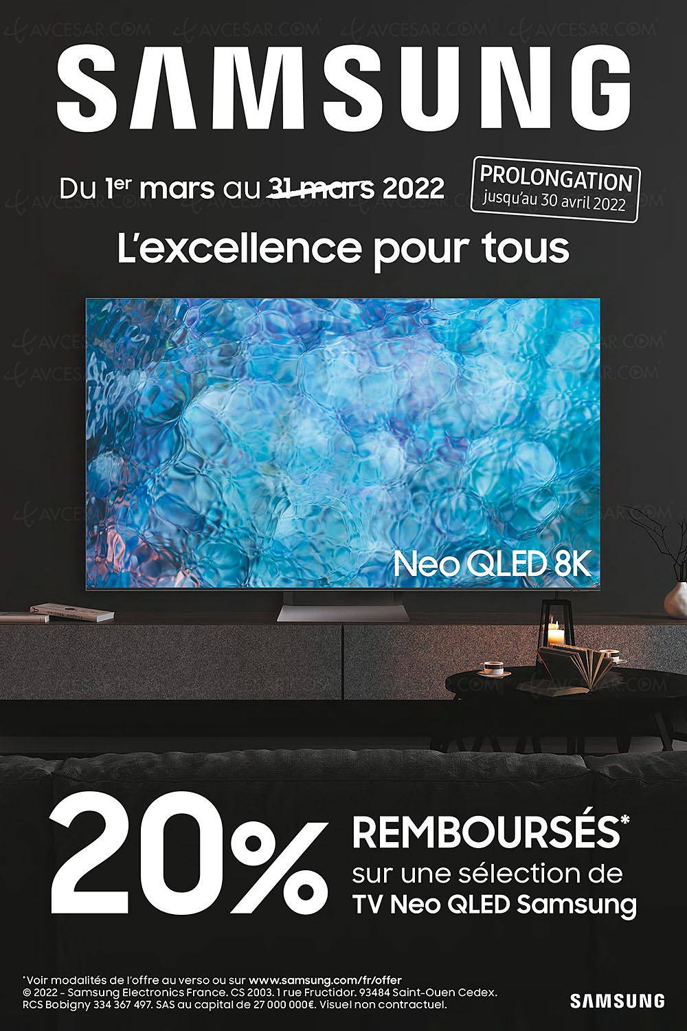 Offre de remboursement TV Samsung Neo&nbsp;QLED, jusqu'à 2&nbsp;300&nbsp;€&nbsp;remboursés