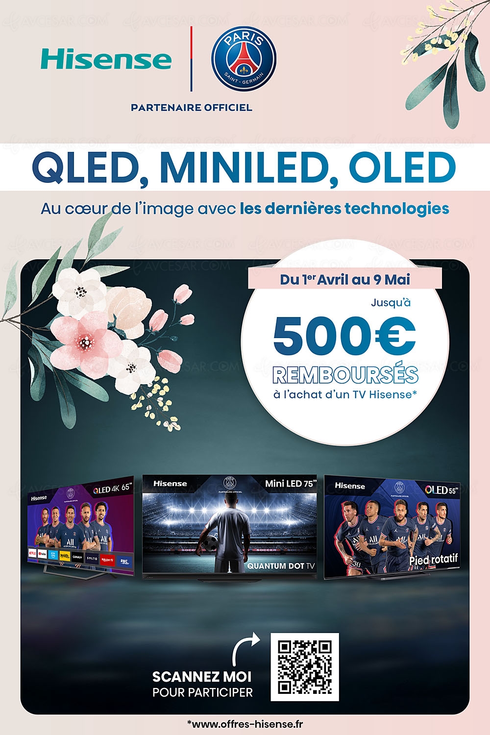 Offre de remboursement TV LED/Oled Ultra&nbsp;HD 4K Hisense, jusqu'à 500&nbsp;€&nbsp;remboursés