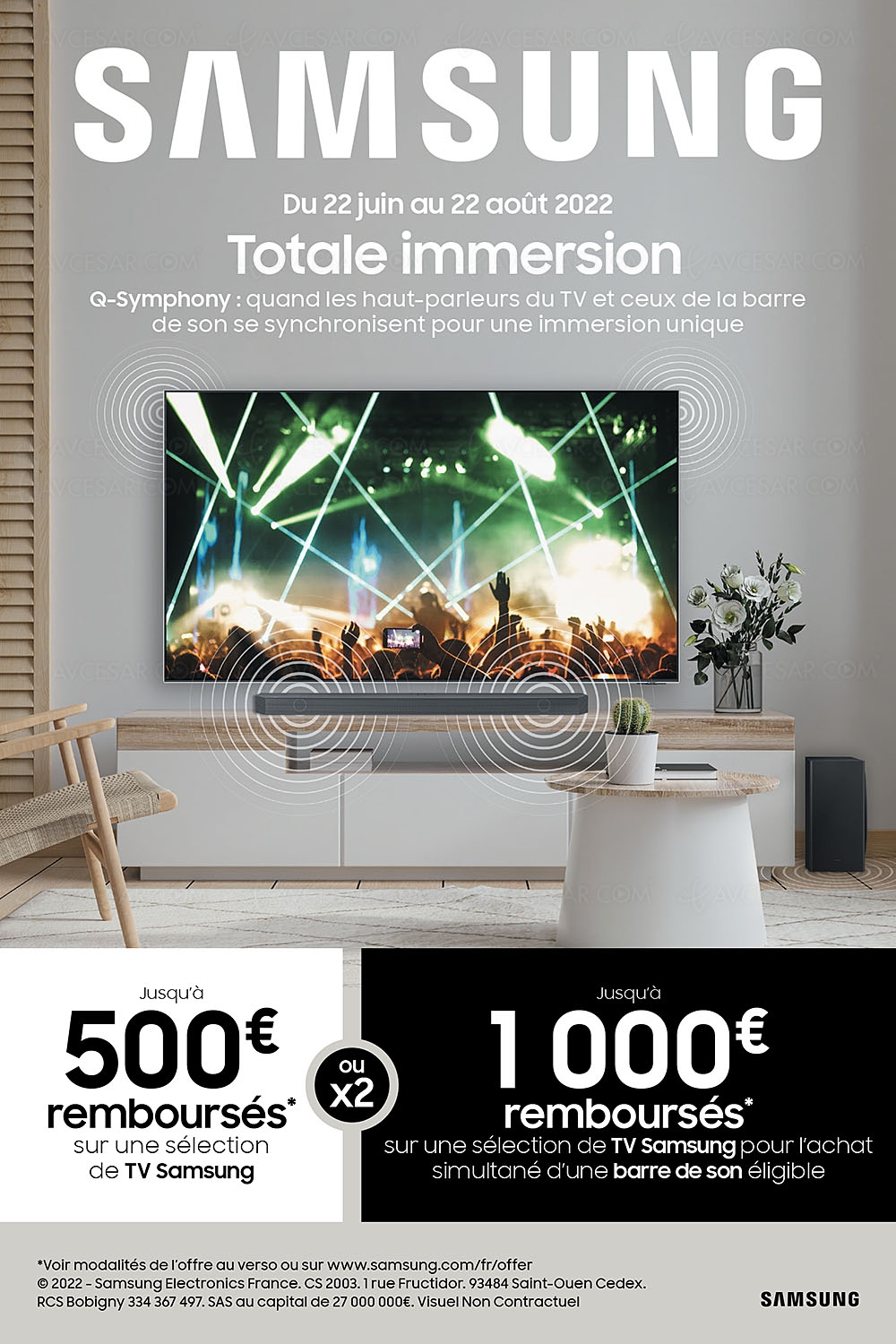 Offre de remboursement Samsung&nbsp;TV QLED/Neo QLED/Oled +&nbsp;barre de&nbsp;son, jusqu'à 1&nbsp;000&nbsp;€&nbsp;remboursés