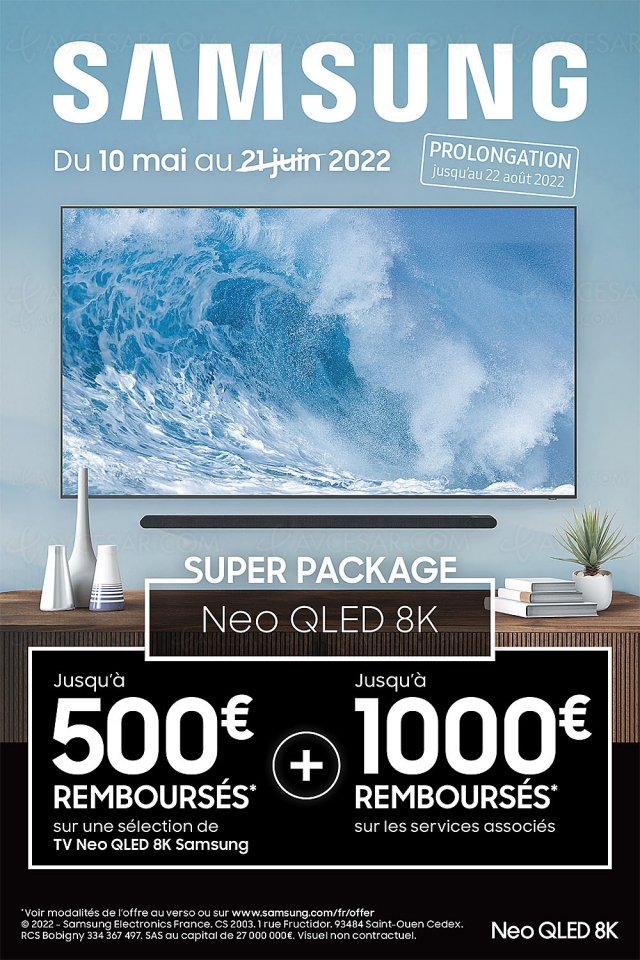 Offre de remboursement Samsung TV Neo QLED 8K, jusqu'à 1 500 € remboursés