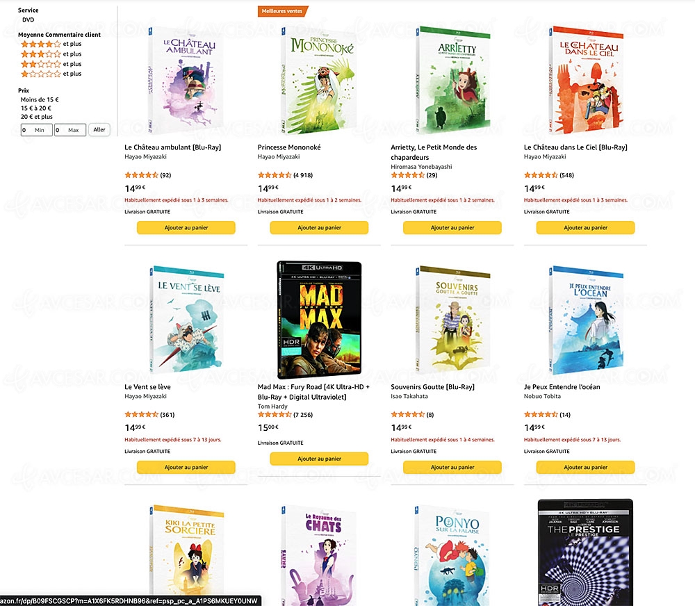 Amazon, deux 4K Ultra HD Blu&#8209;Ray/Blu&#8209;Ray achetés, un troisième offert parmi&nbsp;500&nbsp;titres