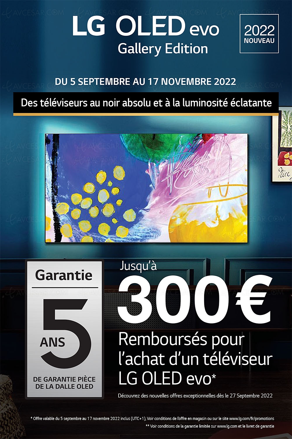 Offre de remboursement TV Oled LG&nbsp;G2 55''/65'', 300&nbsp;€&nbsp;remboursés