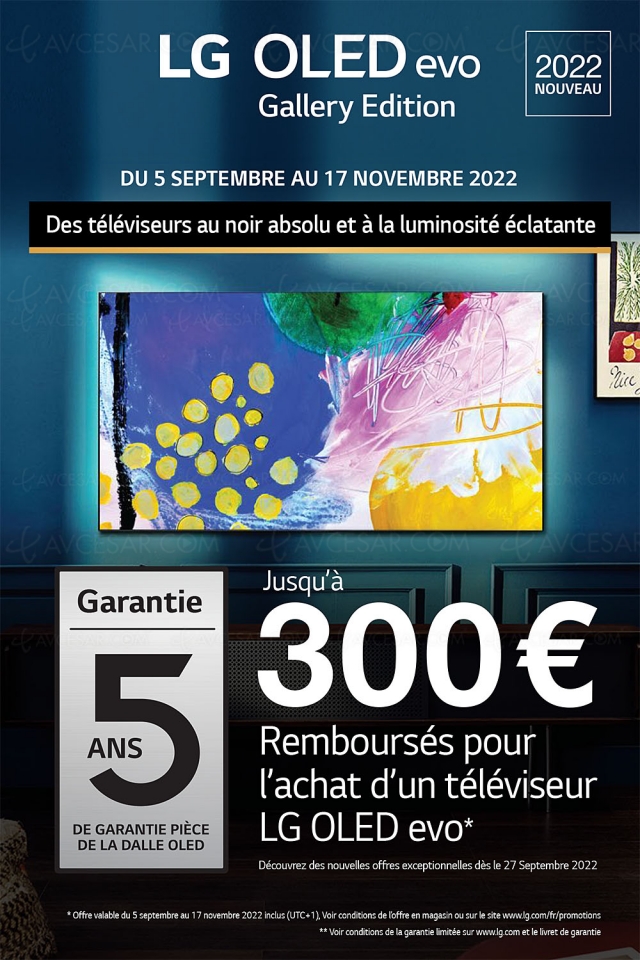 Offre de remboursement TV Oled LG G2 55''/65'', 300 € remboursés