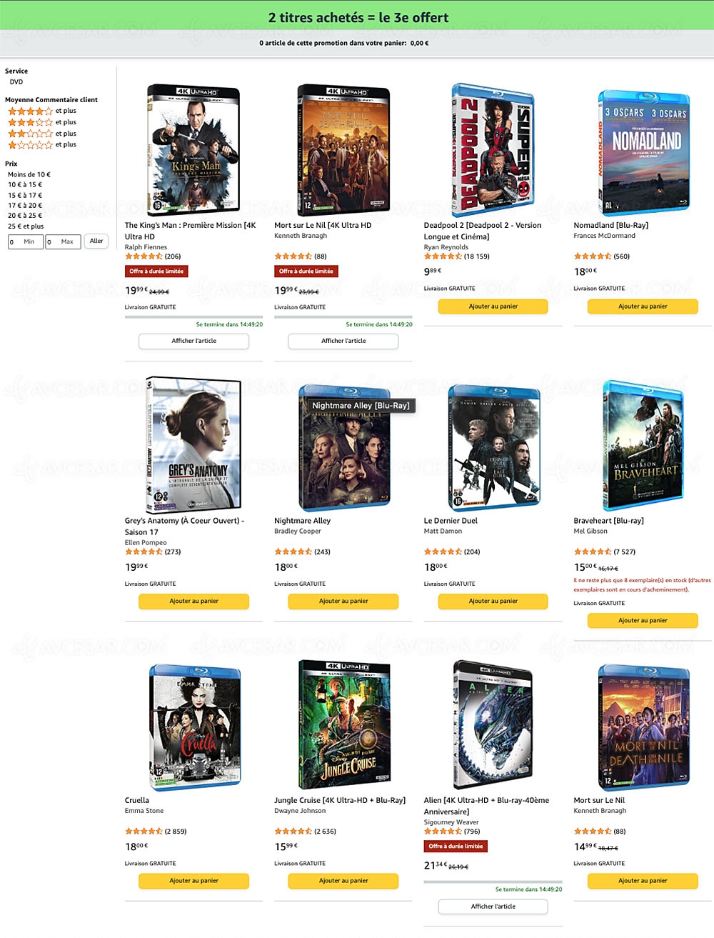 Amazon Prime Days, deux 4K Ultra&nbsp;HD Blu&#8209;Ray/Blu&#8209;Ray achetés, un troisième offert parmi 200&nbsp;titres
