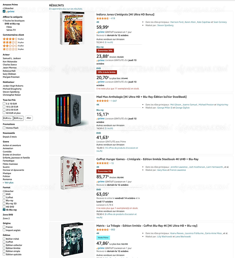 Amazon Prime Days, 614&nbsp;coffrets 4K Ultra&nbsp;HD Blu&#8209;Ray à&nbsp;petit&nbsp;prix