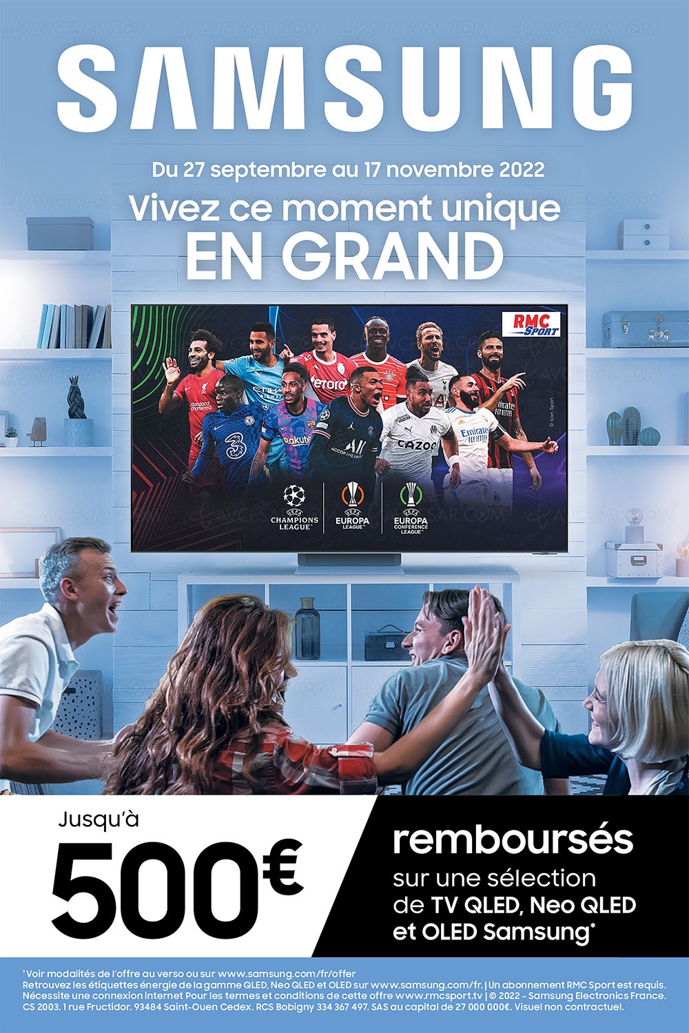 Offre de remboursement Samsung TV&nbsp;QLED/Neo QLED/Oled, jusqu'à&nbsp;500&nbsp;€&nbsp;remboursés
