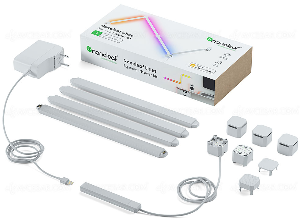 Nanoleaf Lines Kit Avviamento 60° - 15 Barre LED RGBW Intelligenti Con Controllo App