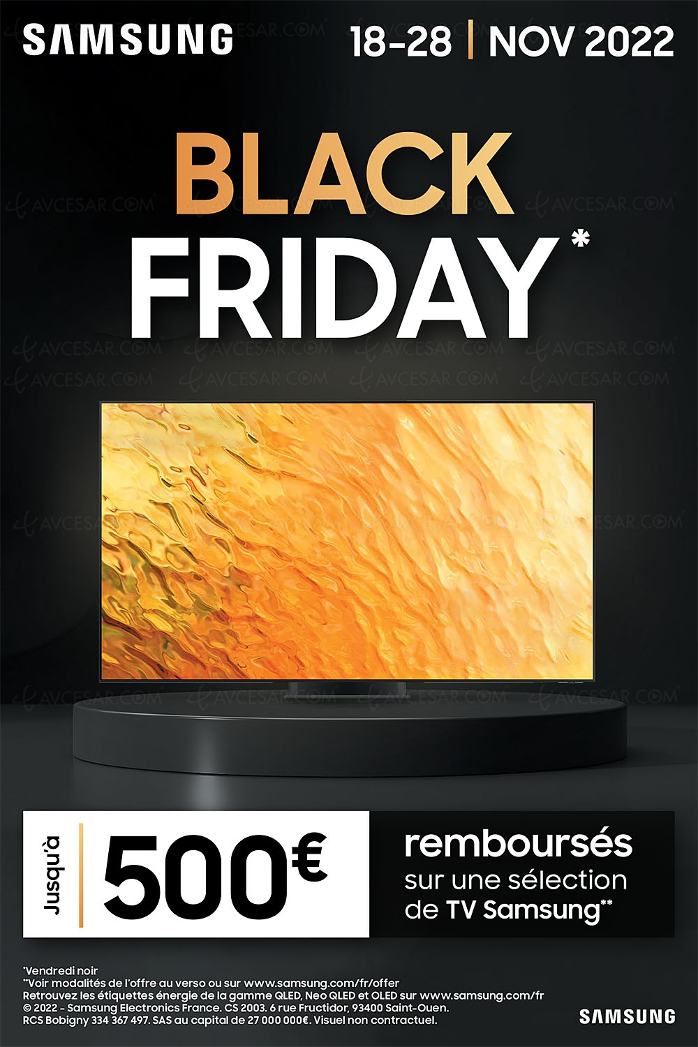Black Friday 2022 > Offre de remboursement Samsung TV&nbsp;QLED/Neo&nbsp;QLED, jusqu'à 500&nbsp;€&nbsp;remboursés