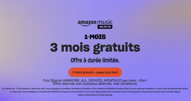Amazon Music Unlimited gratuit pendant 3 mois !
