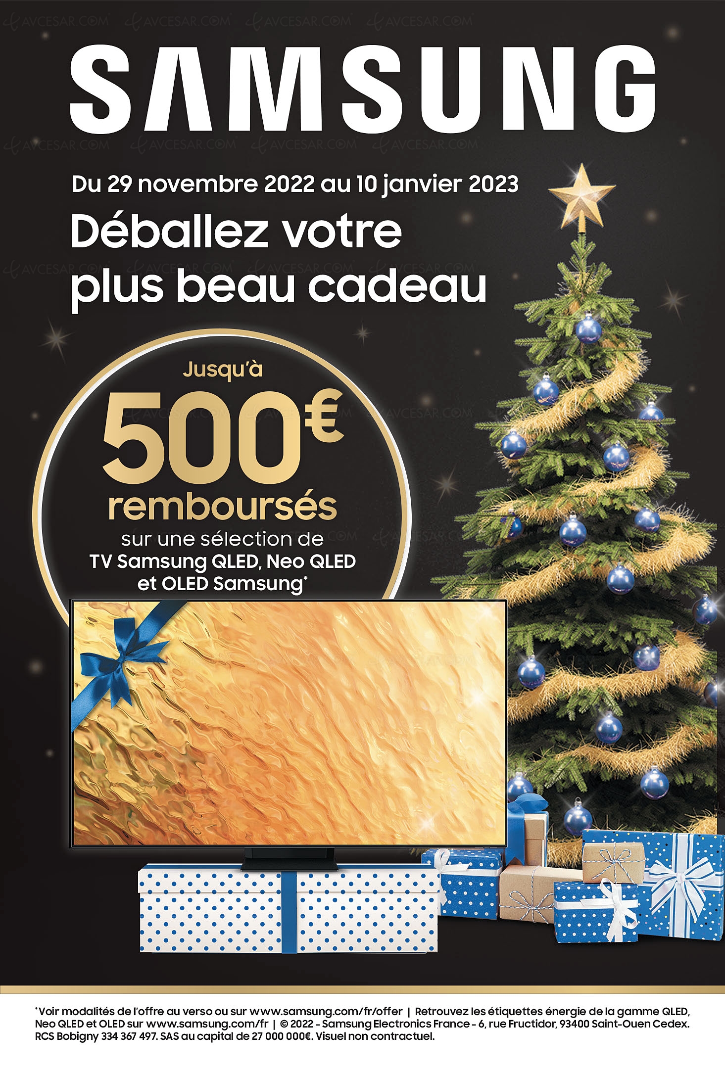 Offre de remboursement Samsung&nbsp;TV Oled/QLED/Neo&nbsp;QLED, jusqu'à 500&nbsp;€&nbsp;remboursés