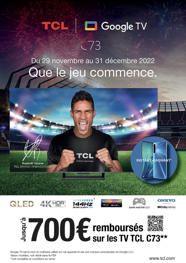 Offre de remboursement TV Ultra HD 4K TCL C735/C731, jusqu'à 700 € remboursés