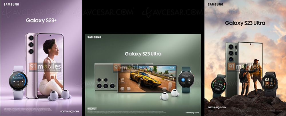 Samsung Galaxy S23+ et&nbsp;S23&nbsp;Ultra, images officielles&nbsp;fuitées