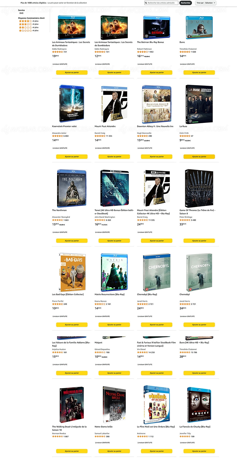 Bon plan Amazon, deux 4K Ultra&nbsp;HD Blu&#8209;Ray/Blu&#8209;Ray/DVD achetés, un&nbsp;troisième offert parmi 1&nbsp;000&nbsp;titres
