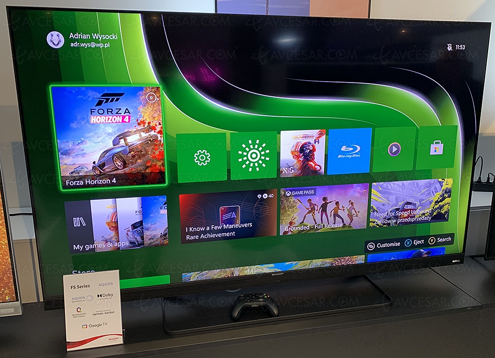 CES 23 > TV QLED Ultra HD 4K Sharp FS, HDR Dolby Vision IQ, 144 Hz et