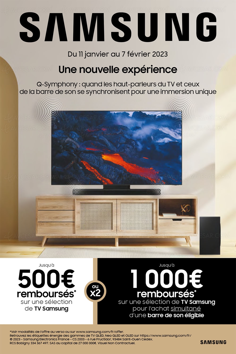Offre de remboursement Samsung TV QLED/Neo&nbsp;QLED +&nbsp;barre de son, jusqu'à 1&nbsp;000&nbsp;€&nbsp;remboursés