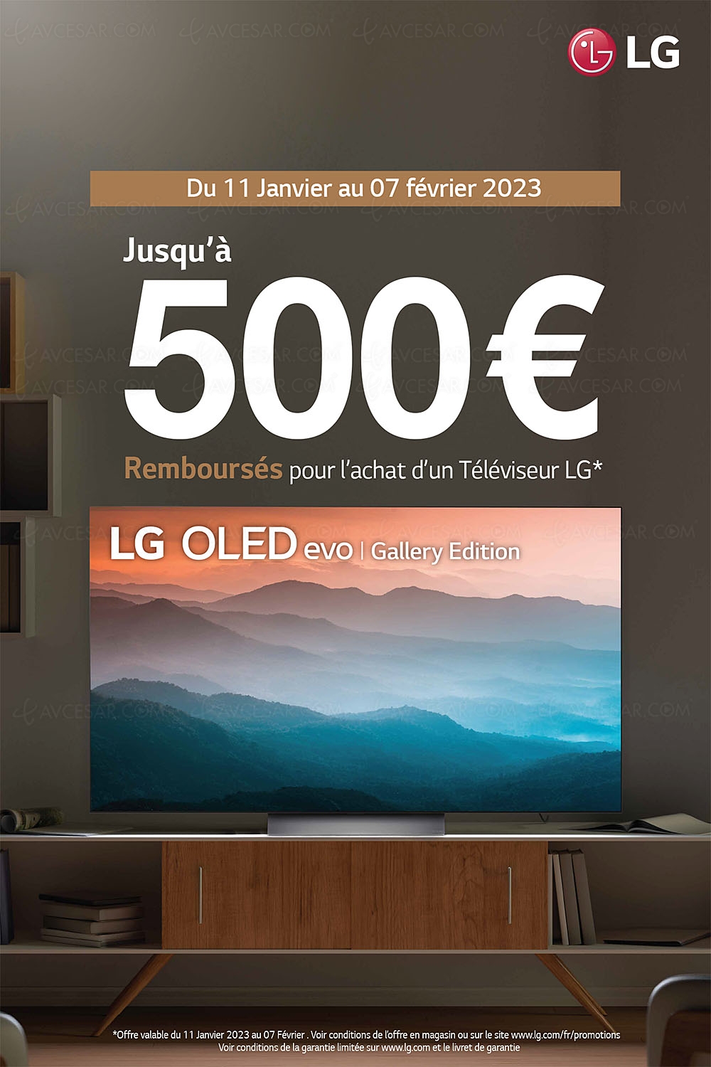 Offre de remboursement TV LG&nbsp;Oled, QNED et&nbsp;NanoCell jusqu'à 500&nbsp;€&nbsp;remboursés