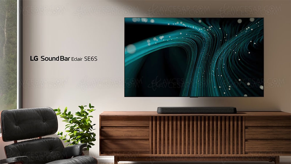 LG SE6S Eclair, barre de son compacte&nbsp;3.0 Dolby Atmos, DTS:X, AirPlay&nbsp;2, Wow Orchestra, 100&nbsp;W&nbsp;et&nbsp;HDMI&nbsp;2.1