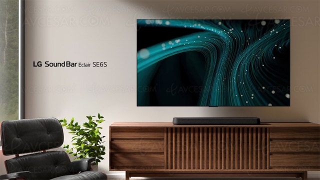 LG SE6S Eclair, barre de son compacte 3.0 Dolby Atmos, DTS:X, AirPlay 2, Wow Orchestra, 100 W et HDMI 2.1