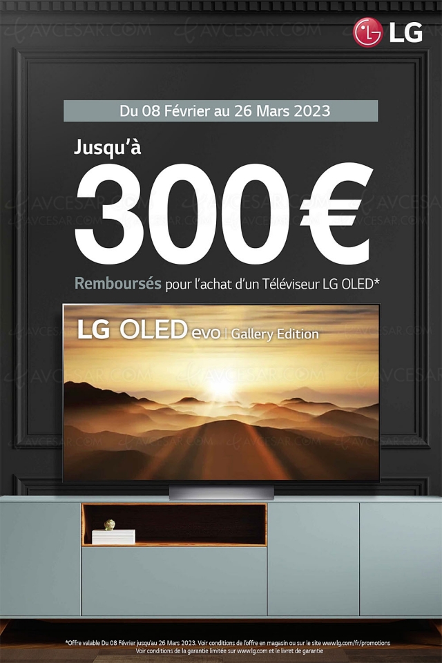 Offre de remboursement TV Oled LG G2/LG C2, jusqu'à 300 € remboursés