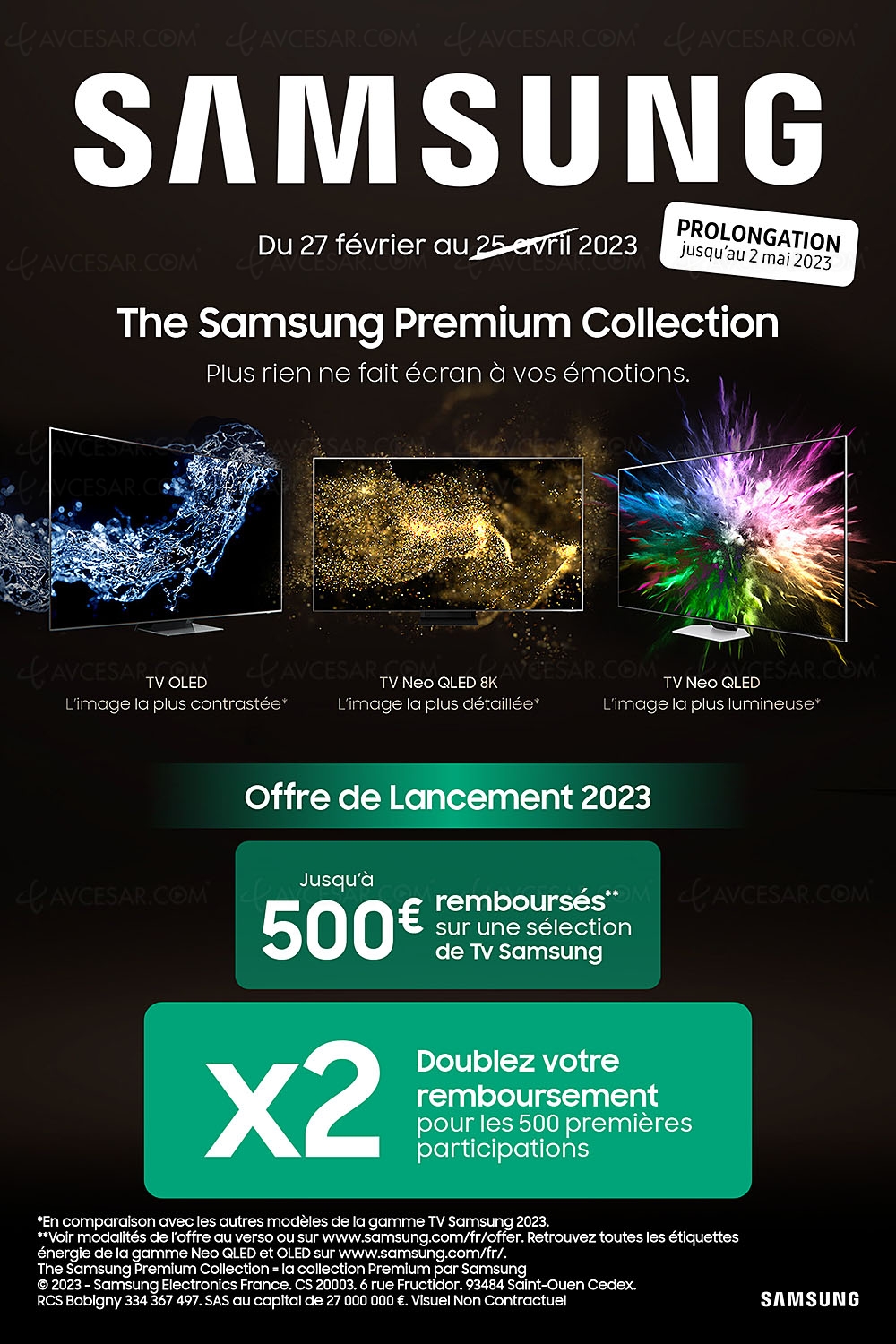 Offre de remboursement Samsung TV&nbsp;Oled et&nbsp;Neo&nbsp;QLED, jusqu'à 500&nbsp;€&nbsp;remboursés