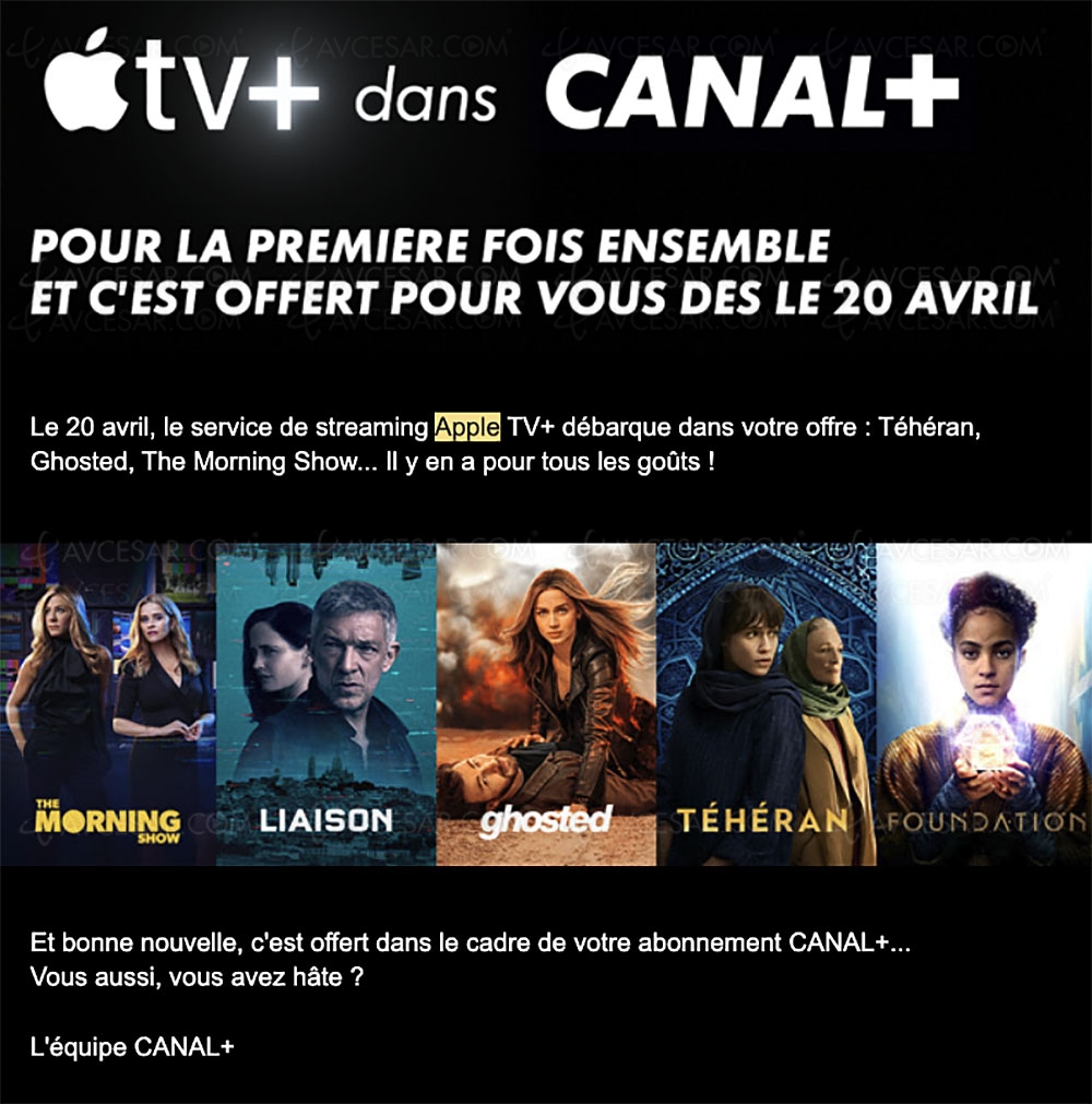 Tout Apple TV+ offert sur Canal+, et en HDR Dolby Vision et&nbsp;Dolby&nbsp;Atmos sur&nbsp;myCanal