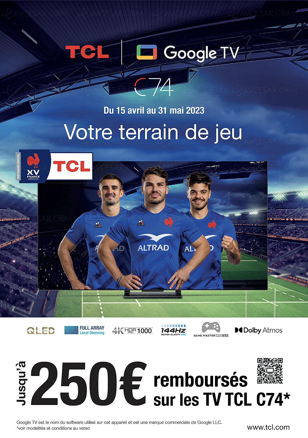Offre de remboursement TV Ultra&nbsp;HD 4K TCL&nbsp;C745, jusqu'à 250&nbsp;€&nbsp;remboursés