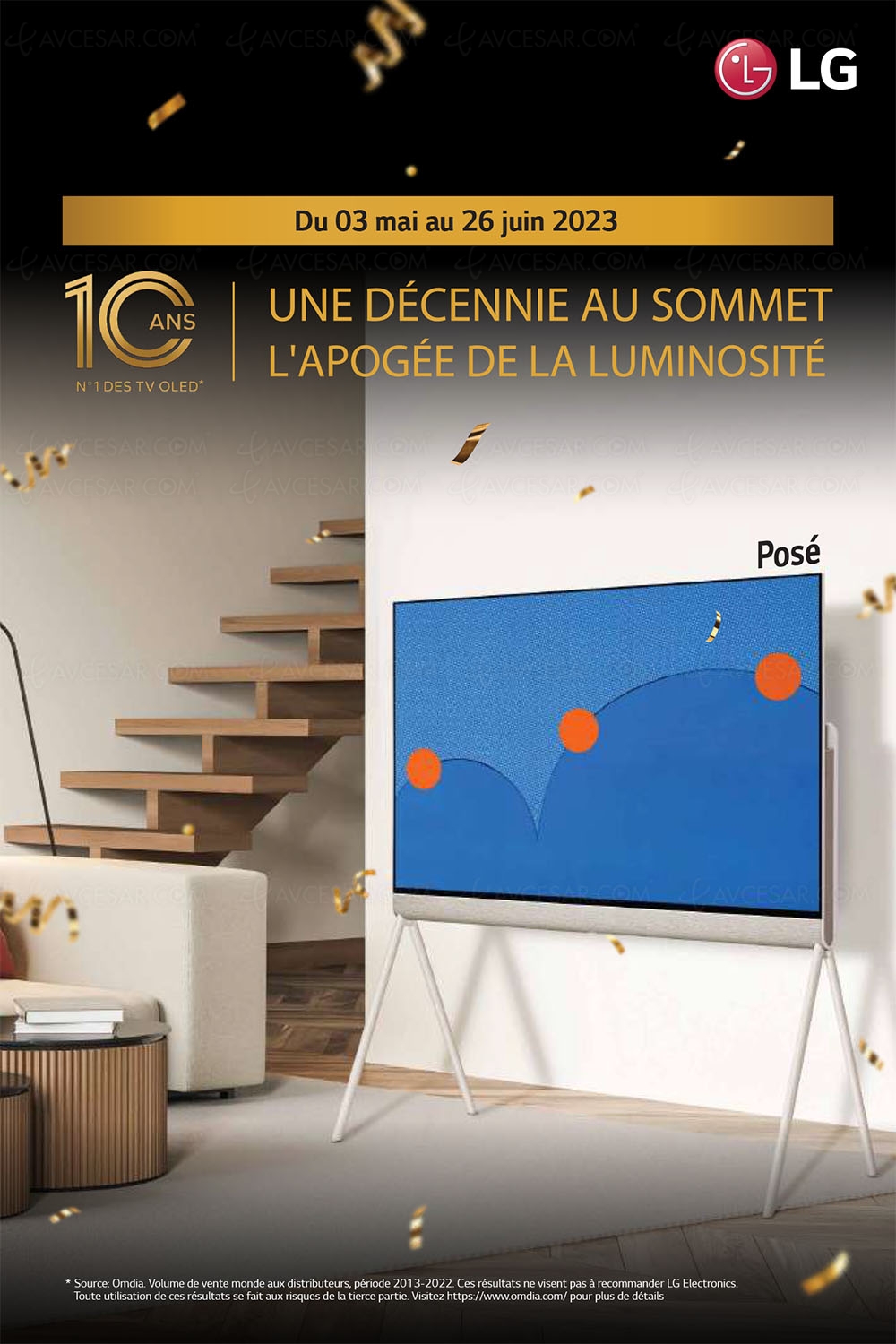 Offre de remboursement TV Oled LG&nbsp;G2/LG&nbsp;C2, LG&nbsp;Easel, LG&nbsp;Posé, LG&nbsp;Flex&nbsp;: 10% du montant&nbsp;dépensé