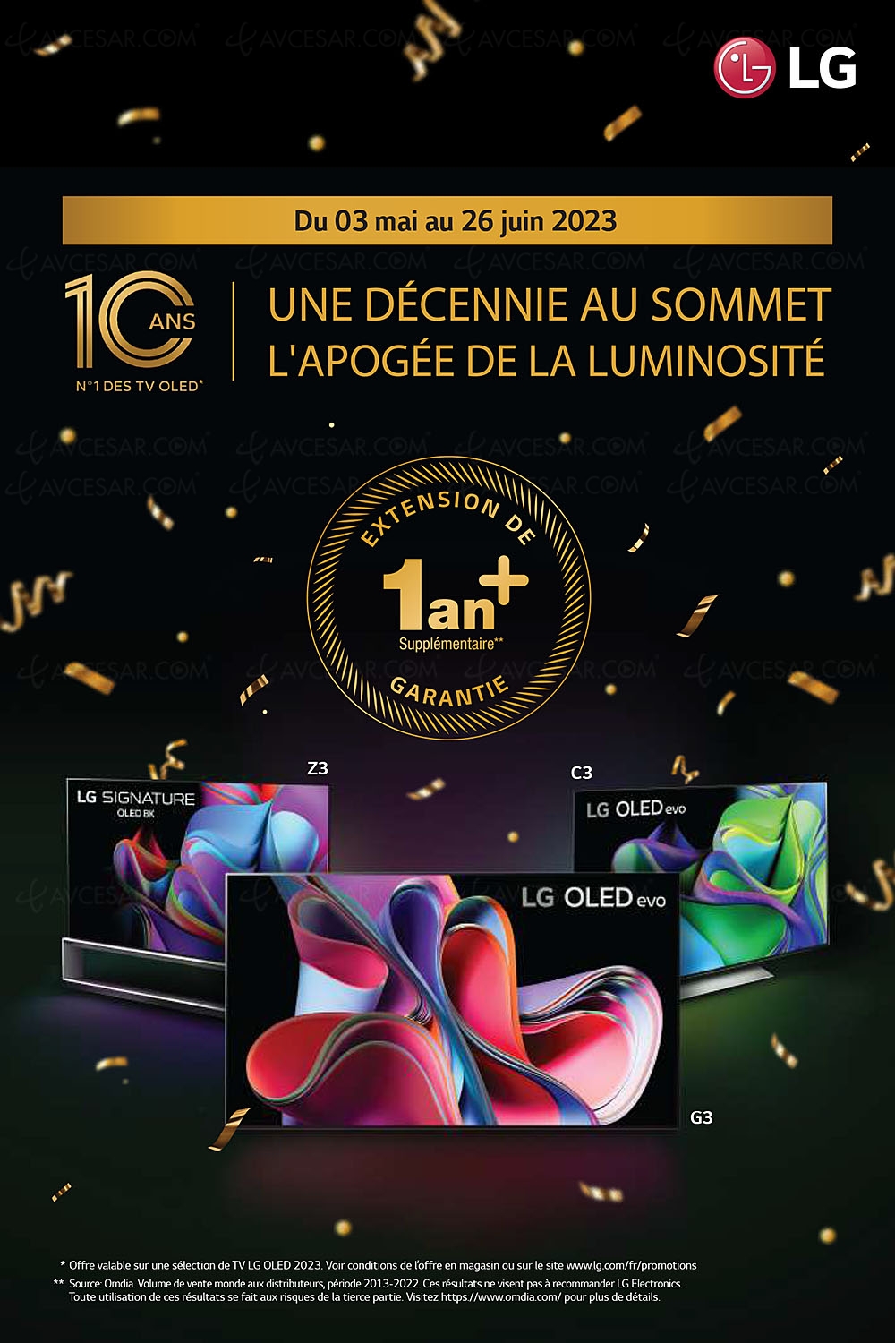 TV Oled LG G3/LG C3, une année de garantie supplémentaire&nbsp;offerte