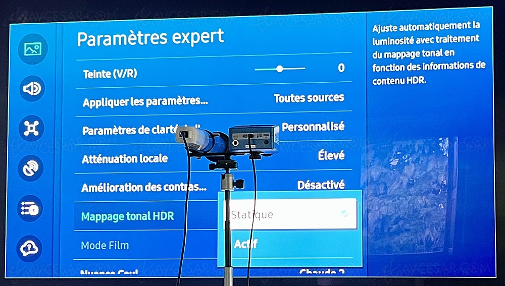 TV Mini LED Samsung 2023, choix d'un Tone Mapping statique ou dynamique