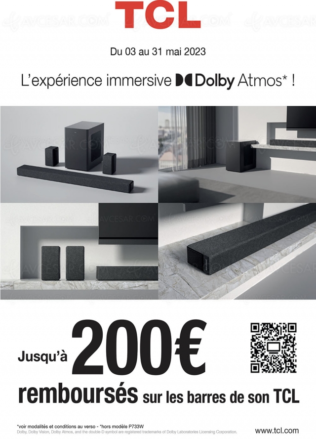 Offre de remboursement barres de son TCL, jusqu'à 200 € remboursés