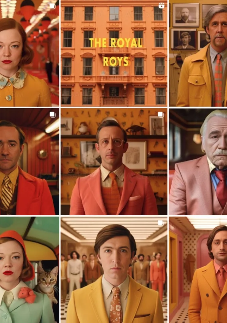 La série Succession et l'univers de Wes Anderson mixés par l'IA Midjourney