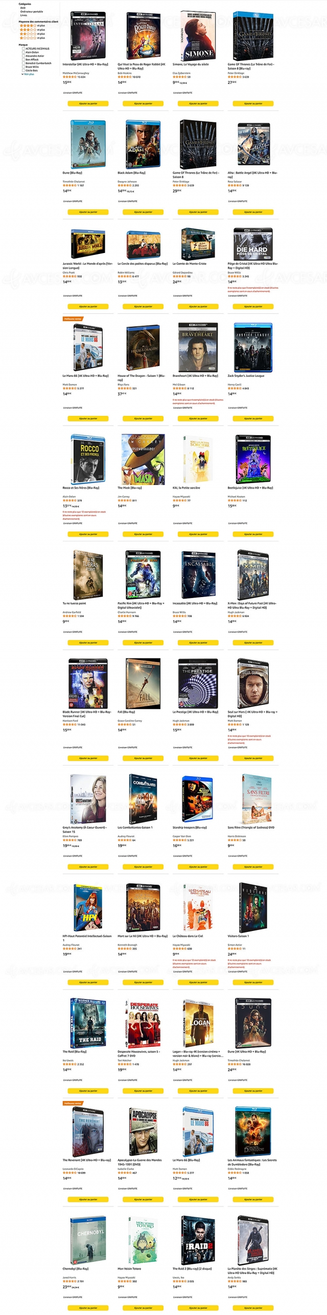Promotion Amazon, deux 4K, Blu‑Ray/DVD achetés = un troisième offert