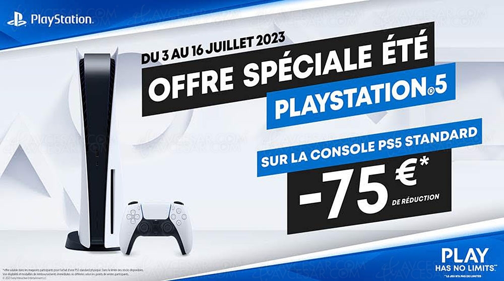 PS5 en solde, &#8209;75&nbsp;€, du&nbsp;3&nbsp;juillet au&nbsp;16&nbsp;juillet