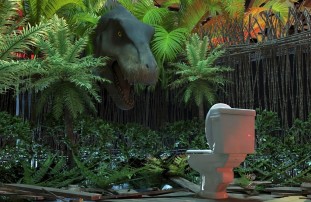 Aux chiottes avec un&nbsp;T‑Rex…