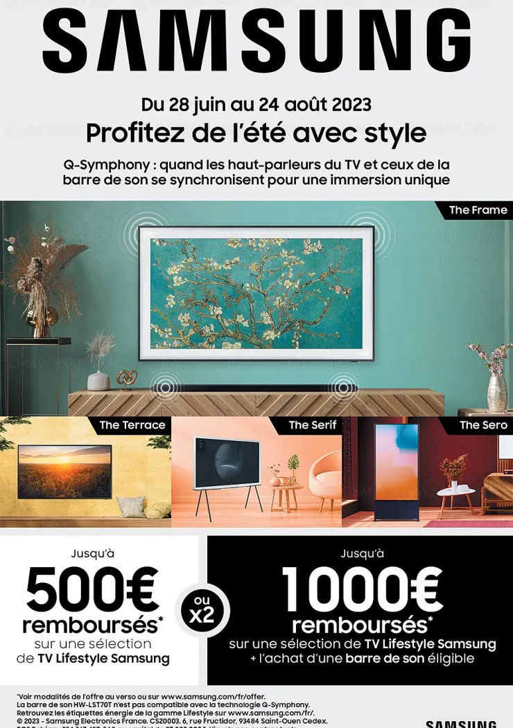 offre-de-remboursement-tv-samsung-the-serif-the-frame-the-sero-the-terrace-the-premiere-jusqu-a-1-000-rembourses
