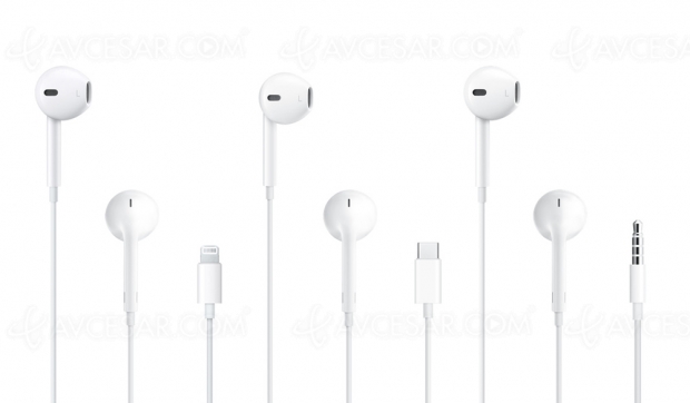 Écouteurs filaires iPhone EarPods, aussi en USB‑C