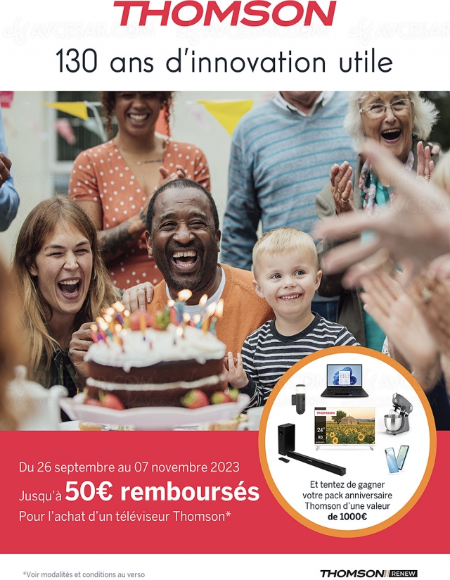 Offre de remboursement TV Thomson, jusqu'à 50 € remboursés et tentez de gagner un Golden Pack Thomson