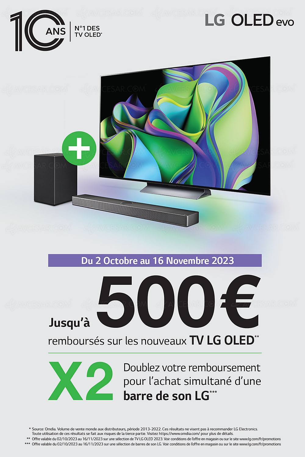 Offre de remboursement TV Oled LG&nbsp;C3, jusqu'à 1&nbsp;000&nbsp;€&nbsp;remboursés