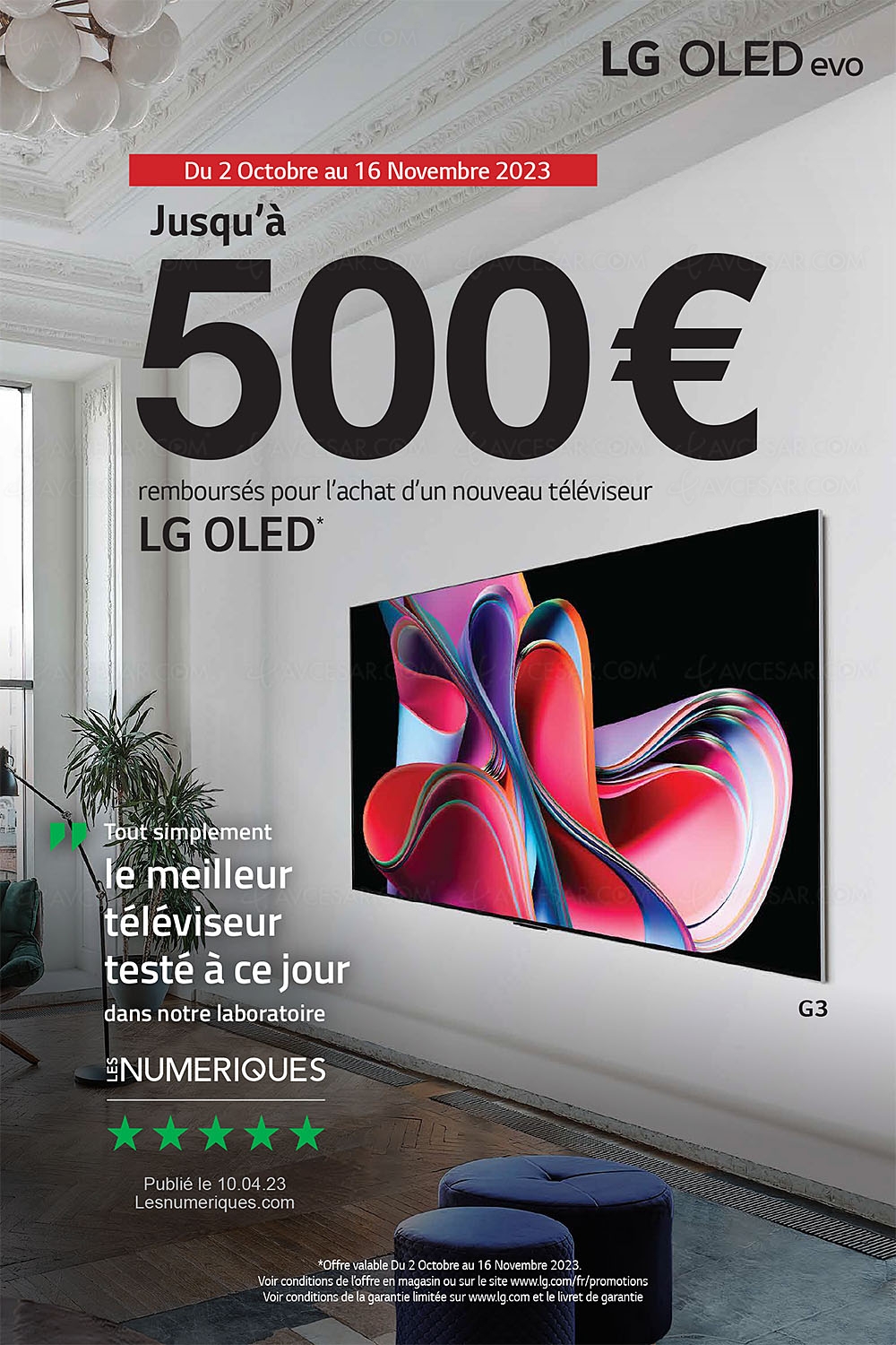 Offre de remboursement TV Oled LG&nbsp;G3, LG&nbsp;LX1/LX3, jusqu'à 500&nbsp;€&nbsp;remboursés