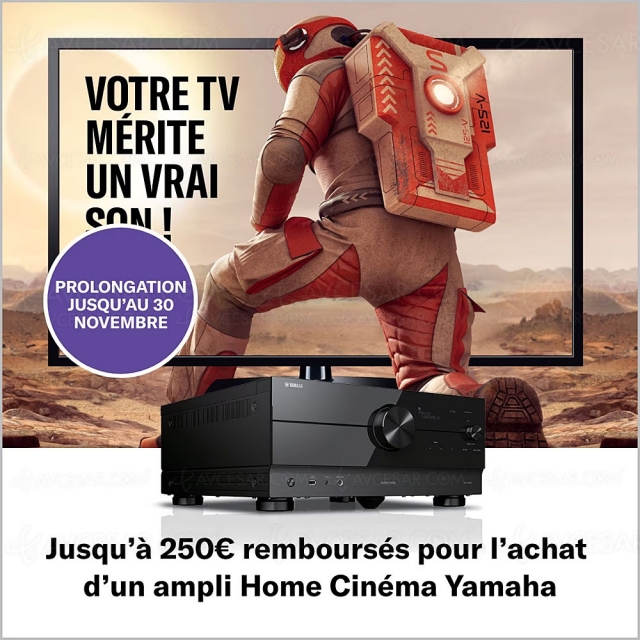 Offre de remboursement Yamaha RX‑V/RX‑A, jusqu'à 250 € remboursés