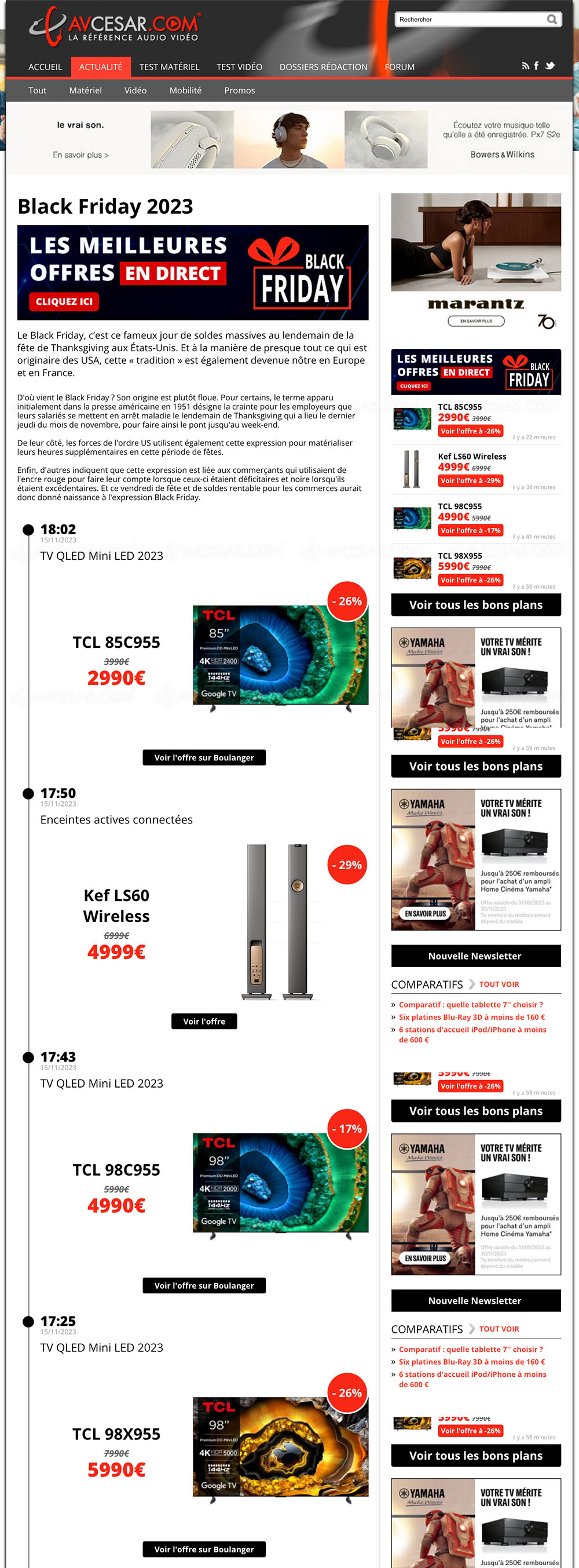 Black Friday 2023 > Sélection promos AVCesar.com du jeudi&nbsp;16/11