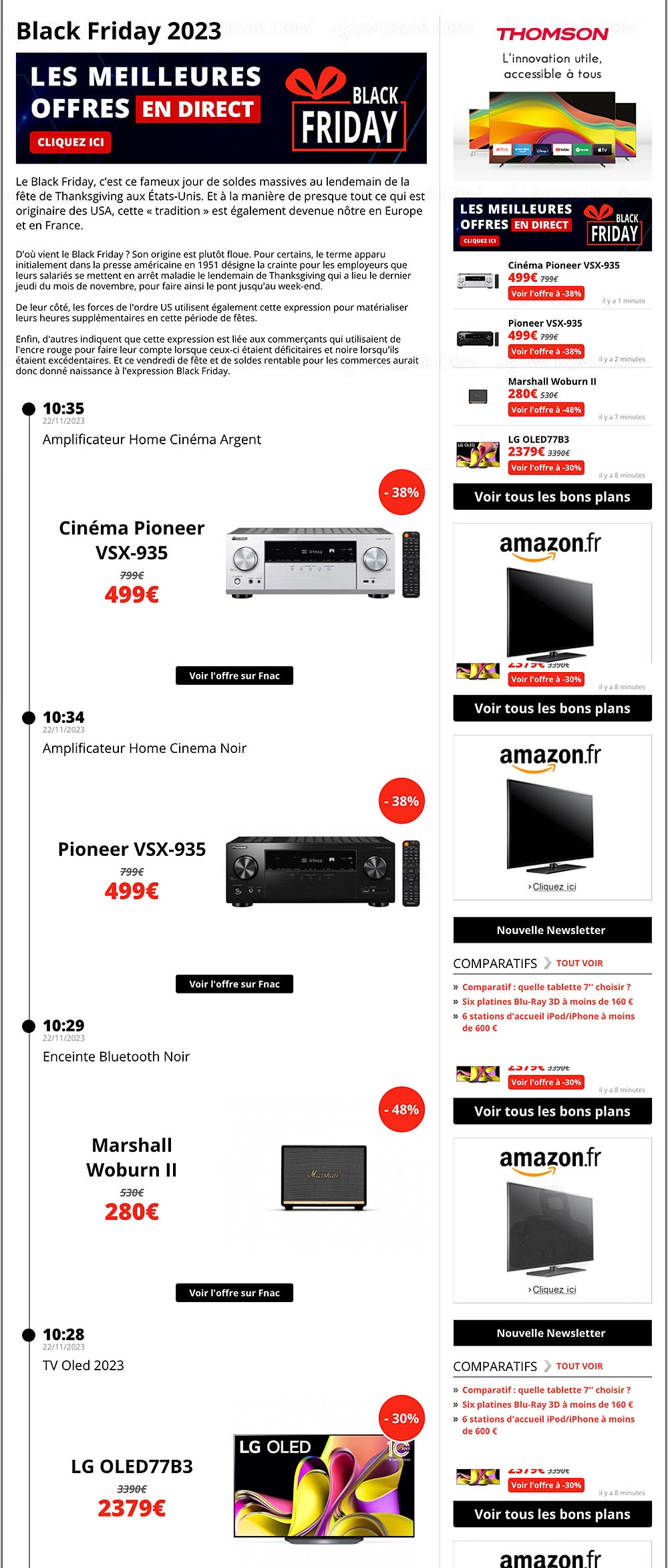 Black Friday 2023 > Sélection promos AVCesar.com du mercredi&nbsp;22/11
