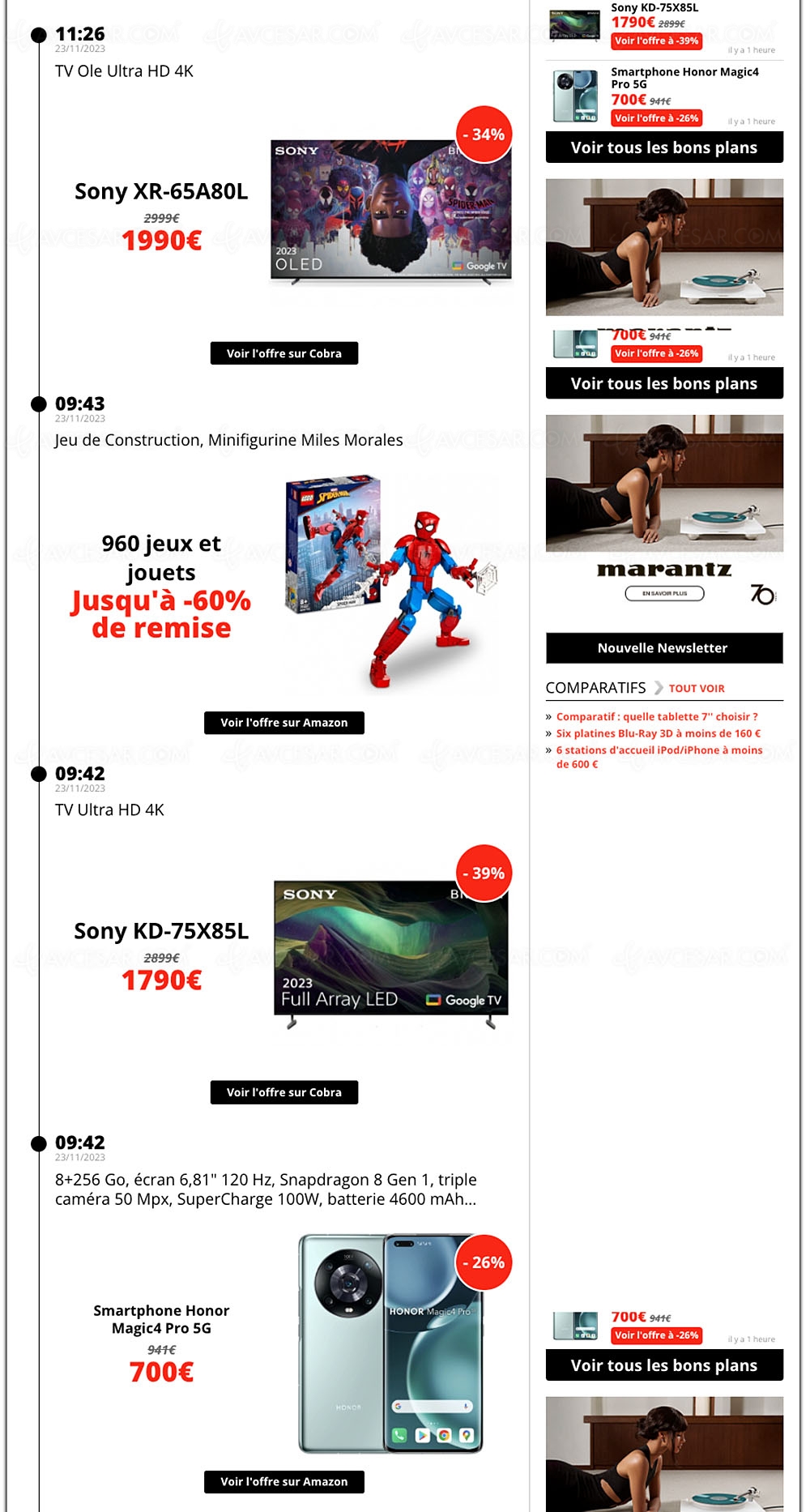 Black Friday 2023 > Sélection promos AVCesar.com du jeudi&nbsp;23/11